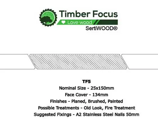 TF5 Wide Rainscreen Rhombus timber profile drawing