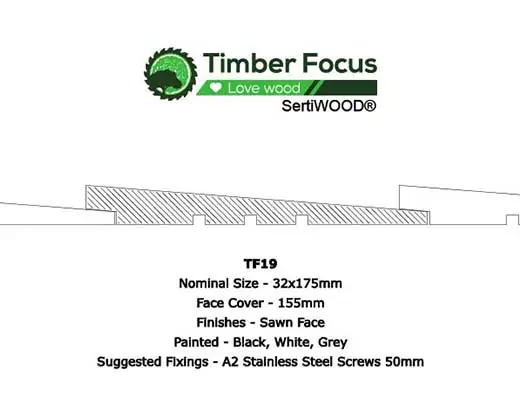 TF19 Premium Rebated Featheredge timber profile drawing