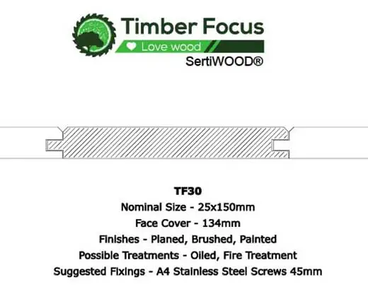 TF30 T&G Small V timber profile drawing