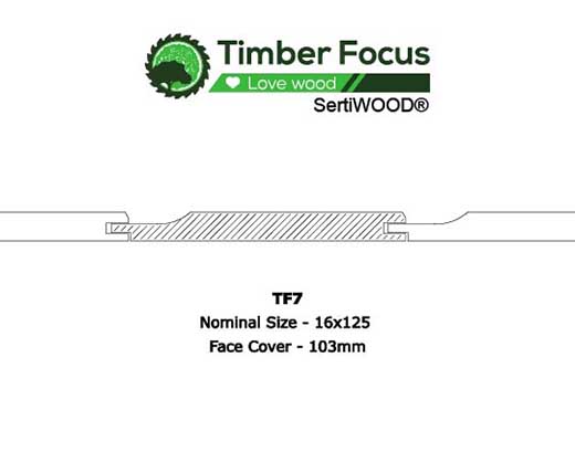 TF7 Slim Shiplap timber profile drawing