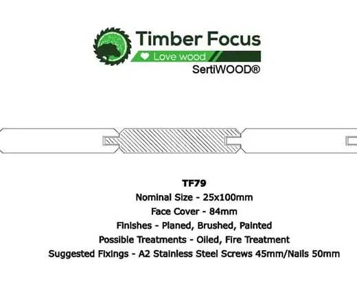 TF79 Tongue & Groove V-Joint timber profile drawing