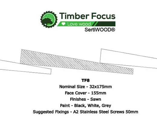 TF8 Standard Featheredge 7" – 175mm timber profile drawing