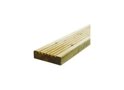 Green treated UC3 softwood pine deck boards one side flat, grooved on reverse 28 x 120mm - view 3