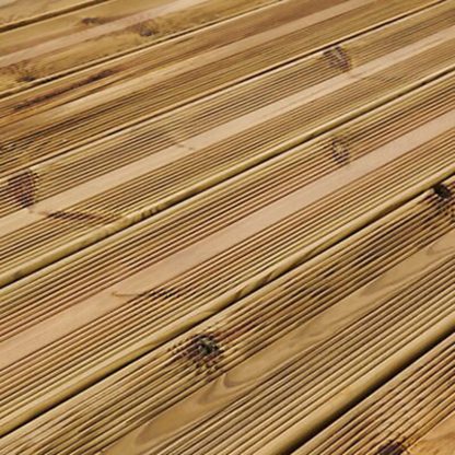 Softwood Decking Green Treated 28x145mm Reeded with a flat surface
