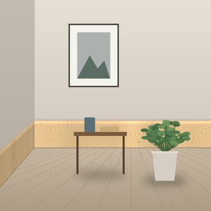 Scandinavian Redwood chamfered skirting board 20 x 120mm installed room setting