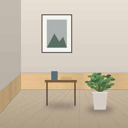 Scandinavian Redwood planed square edge skirting board 20 x 120mm installed room setting