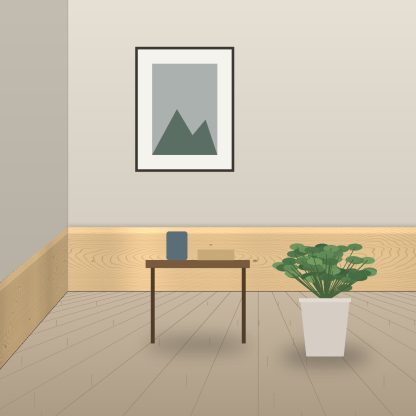 Scandinavian Redwood chamfered skirting board 20 x 145mm installed room setting