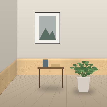 Scandinavian Redwood torus skirting board 20 x 145mm installed room setting