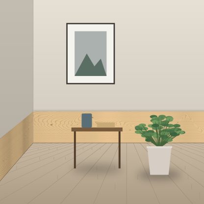 Scandinavian Redwood planed square edge skirting board 20 x 145mm installed room setting