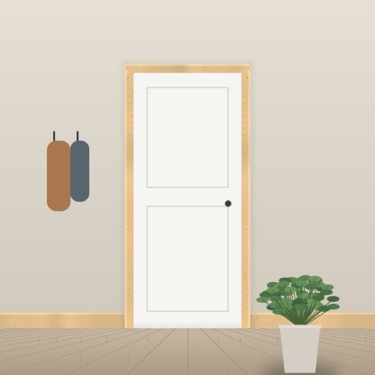 Scandinavian Redwood chamfered architrave 20 x 68mm installed room setting