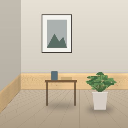 Scandinavian Redwood torus skirting board 20 x 120mm installed room setting