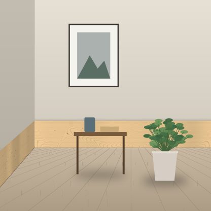 Scandinavian Redwood planed square edge skirting board 20 x 120mm installed room setting