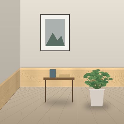 Scandinavian Redwood chamfered skirting board 20 x 145mm installed room setting