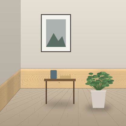 Scandinavian Redwood torus skirting board 20 x 145mm installed room setting