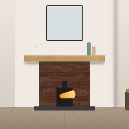 Air dried European oak mantel beam 150 x 100mm x 2.4m installed room setting
