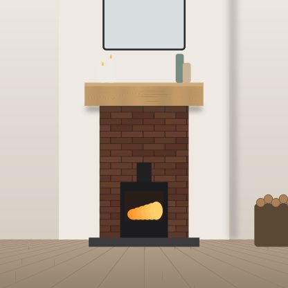 Air dried European oak mantel beam 200 x 100mm x 1.2m installed room setting