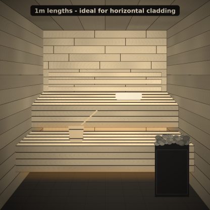 Aspen Sauna Bench Board 28 x 42mm x 1m installed sauna setting