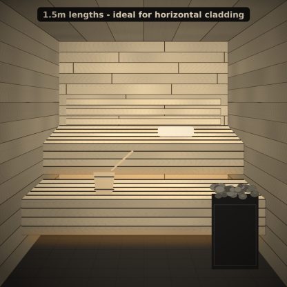 Aspen Sauna Bench Board 28 x 65mm x 1.5m installed sauna setting