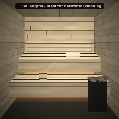 Aspen Sauna Wall Panel STP 15 x 90mm x 1.5m installed sauna setting