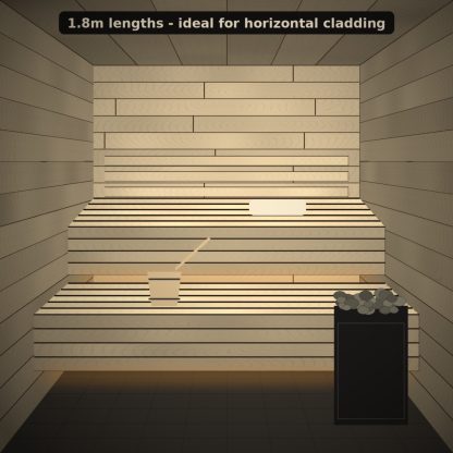 Aspen Sauna Wall Panel STP 15 x 90mm x 1.8m installed sauna setting
