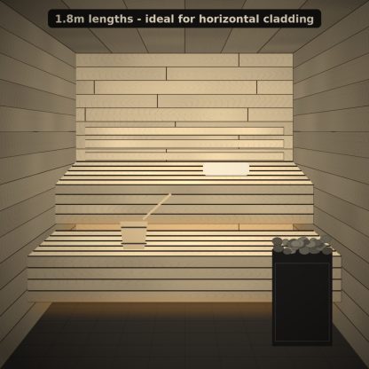 Aspen Sauna Wall Panel STS4 15 x 120mm x 1.8m installed sauna setting