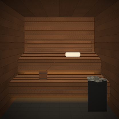Thermo Alder Sauna Wall Panel STP 15 x 90mm x 2.4m installed sauna setting