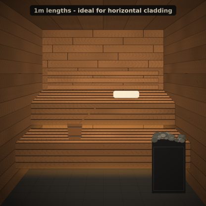 Thermo Aspen Sauna Bench Board 28 x 65mm x 1m installed sauna setting