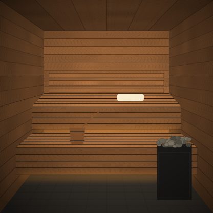 Thermo Aspen Sauna Bench Board 28 x 65mm x 2.4m installed sauna setting