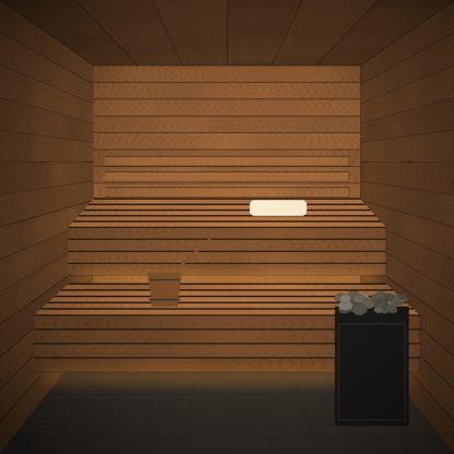Thermo Aspen Sauna Bench Board 28 x 90mm x 3m installed sauna setting