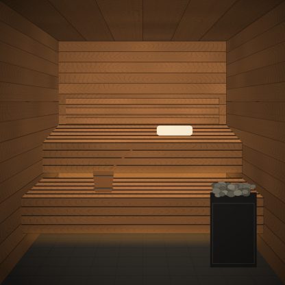 Thermo Aspen Sauna Bench Board 28 x 120mm x 2.4m installed sauna setting