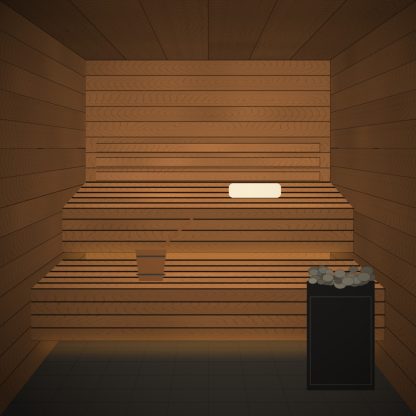 Thermo Aspen Sauna Bench Step Board 28 x 65mm x 2.4m installed sauna setting
