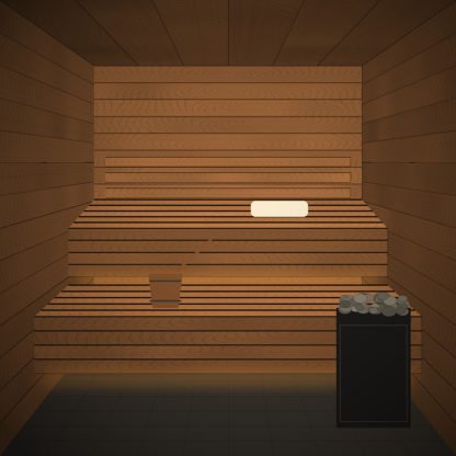 Thermo Aspen Sauna Bench Step Board 28 x 65mm x 3m installed sauna setting