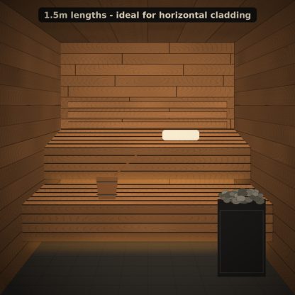Thermo Aspen Sauna Wall Panel STP 15 x 90mm x 1.5m installed sauna setting