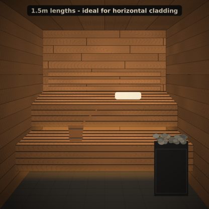 Thermo Aspen Sauna Wall Panel STS4 15 x 120mm x 1.5m installed sauna setting