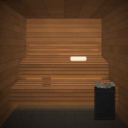 Thermo Aspen Sauna Wall Panel STS4 15 x 120mm x 2.4m installed sauna setting