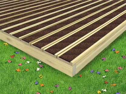 SertiWOOD Anti-Slip Decking Kit 2.4 x 3.6 m, Red and black, 28 x 119 mm with EPDM Rubber Strips, C24 Joists at 400 mm Centres